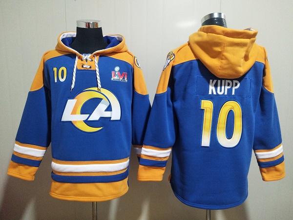 Men's Los Angeles Rams #10 Cooper Kupp 2022 Royal Super Bowl LVI Champions Pullover Hoodie Men's Los Angeles Rams #10 Cooper Kupp 2022 Royal Super Bowl LVI Champions Pullover Hoodie
